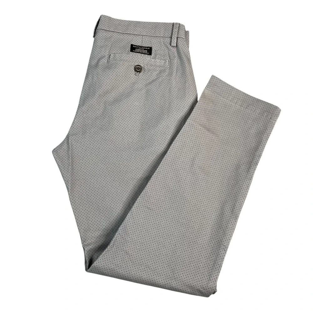 Banana Republic Mason Chino Pant 31x29 Paris Gray MicroPrint Cotton Stretch-READ